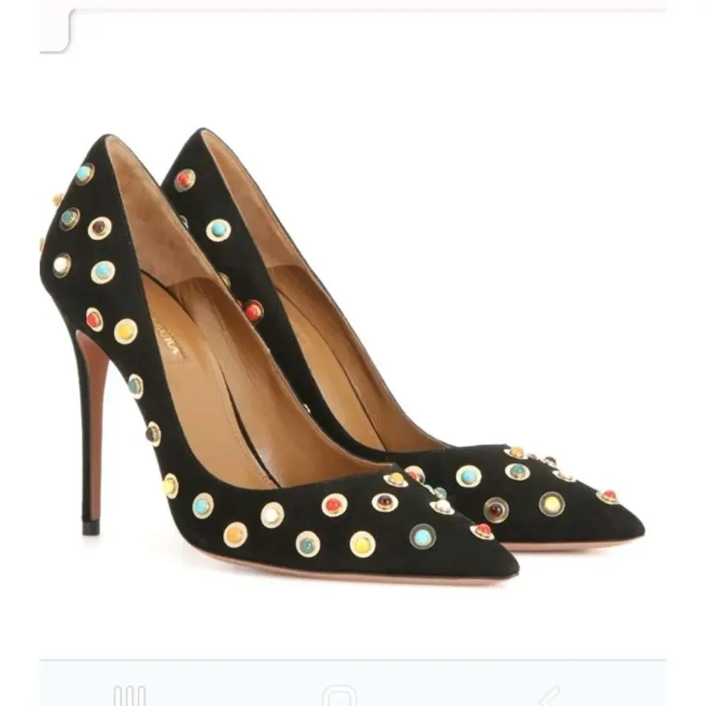 Women Aquazzura Byeantine105 leather Pumps with multicolored James Size 38 - Picture 1 of 11